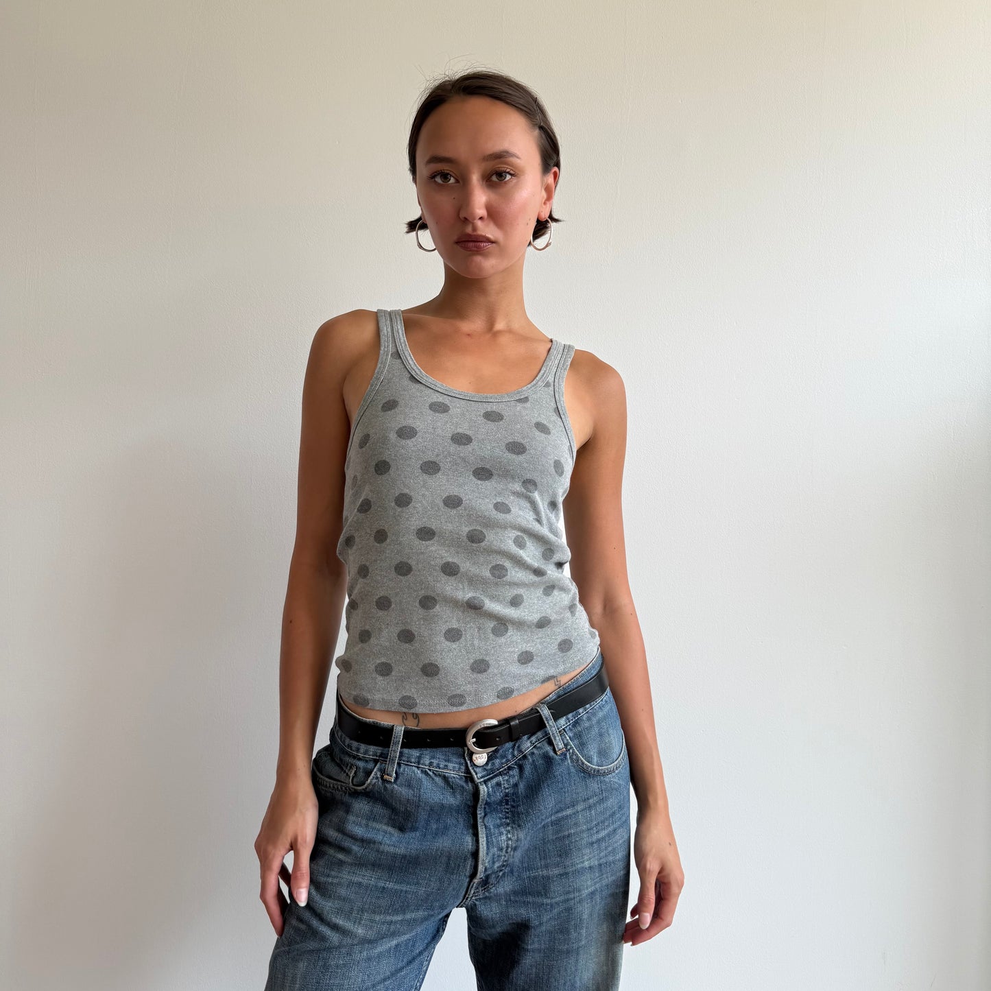 Grey polka dot tank top - Size S