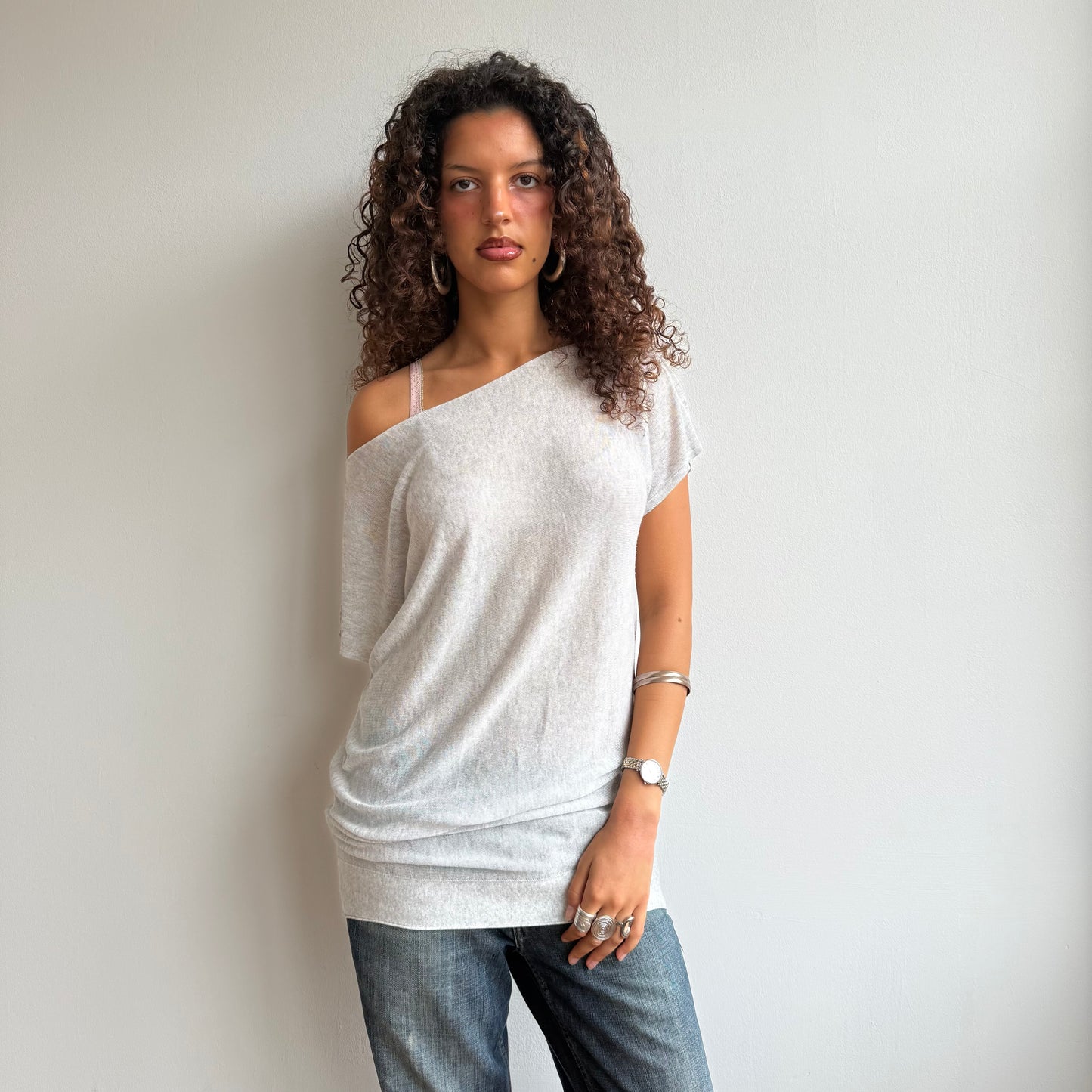 Grey short sleeve fine knit - Size M