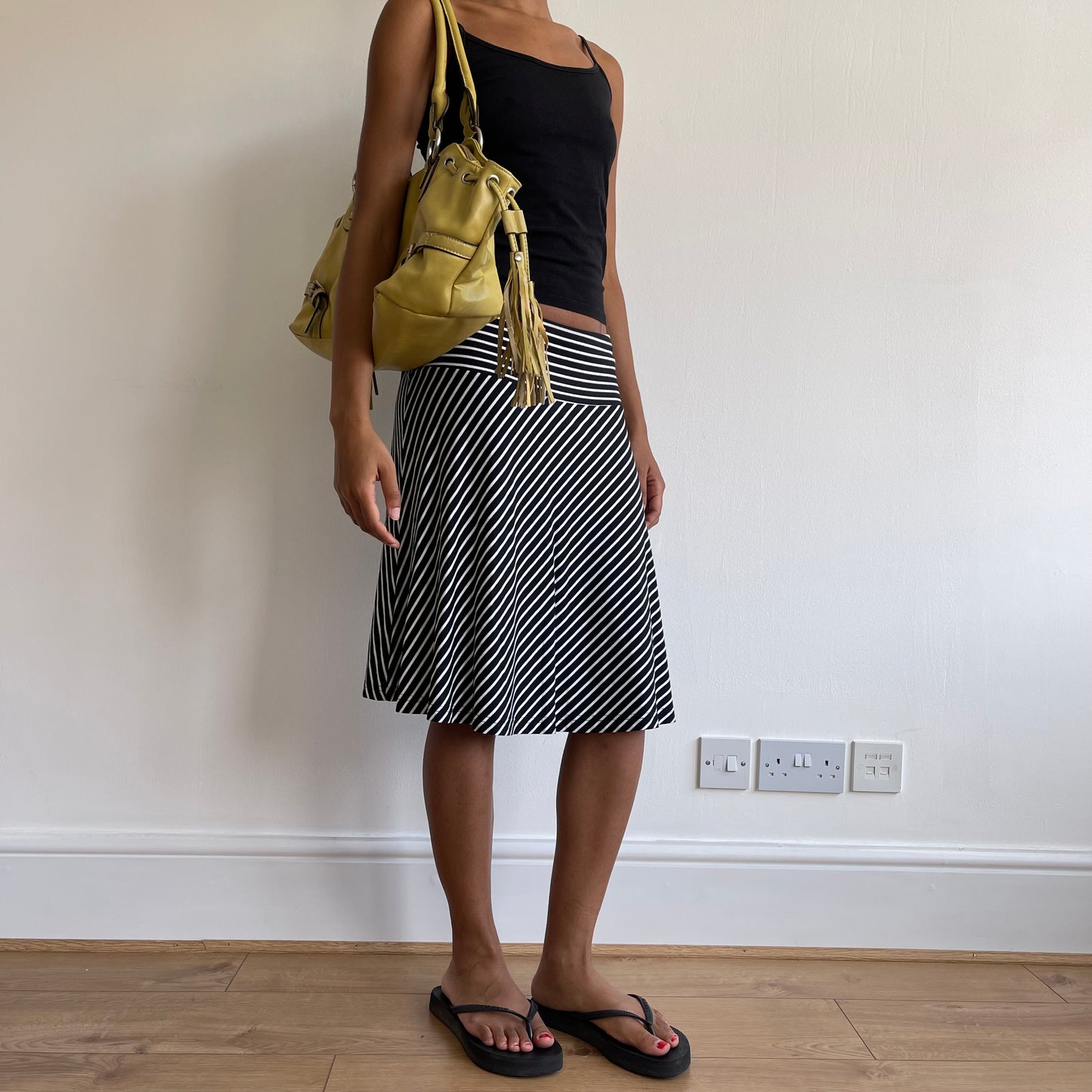 Black striped midi skirt - Size S