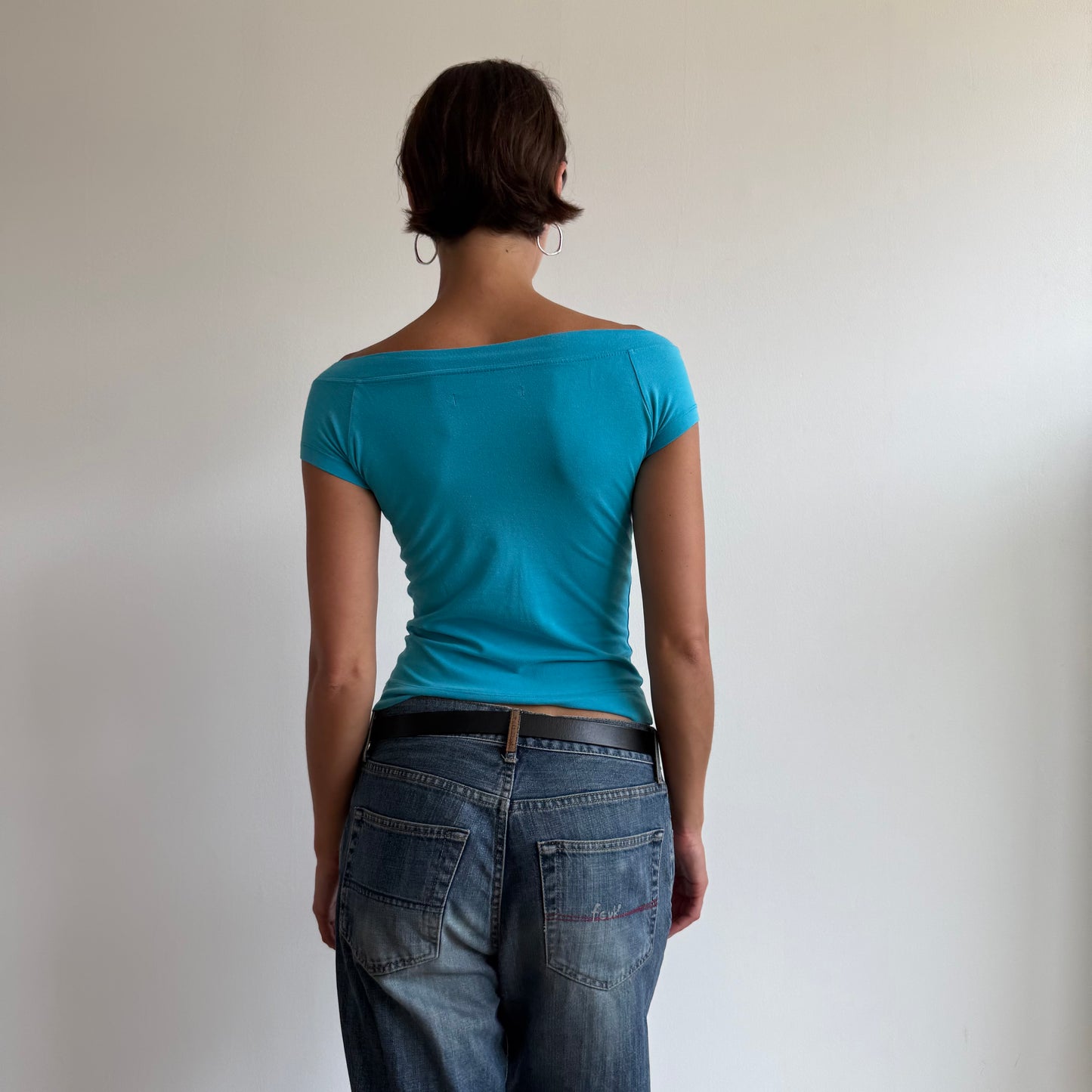 Blue bardot top - Size S