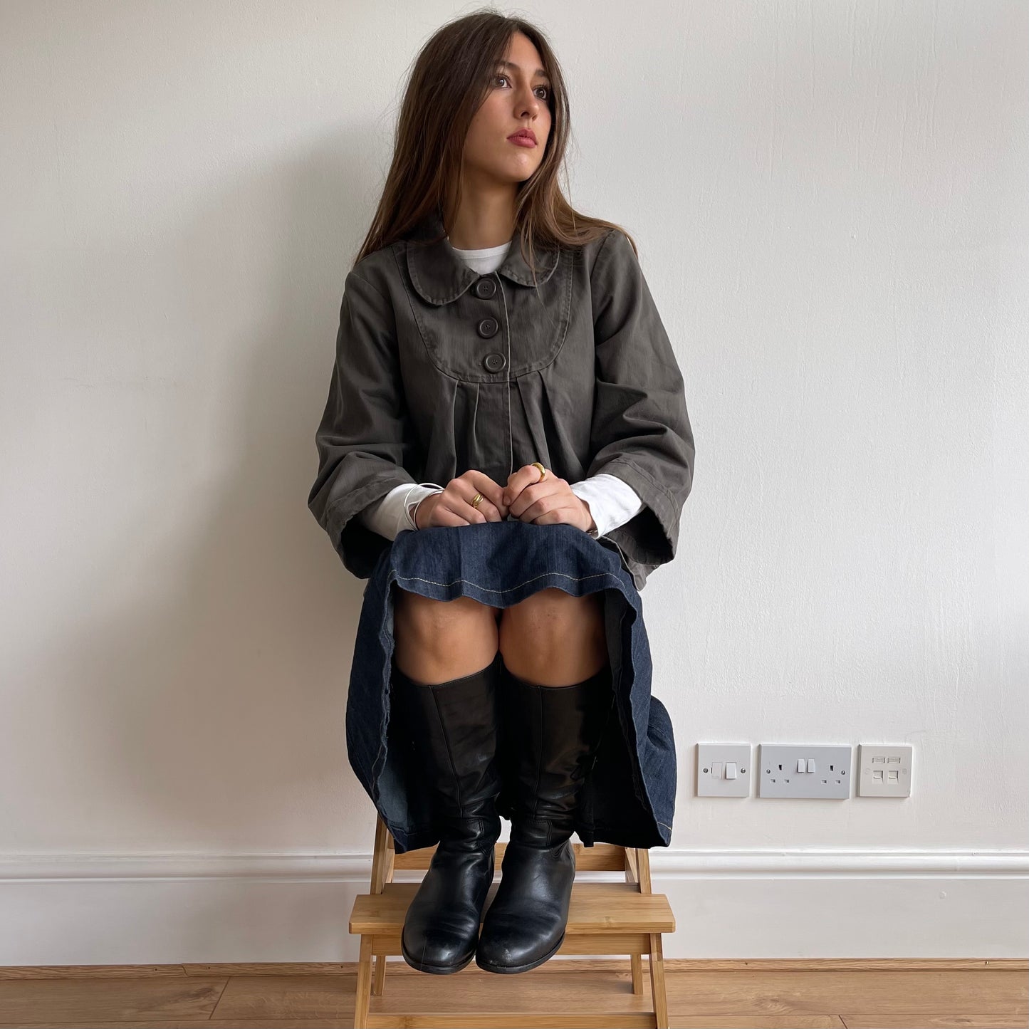 Khaki pea coat - Size S