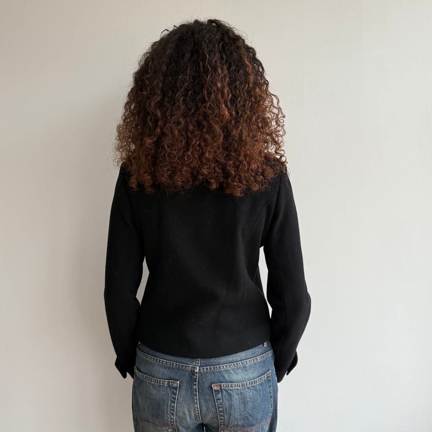 Black v-button peacoat - Size S