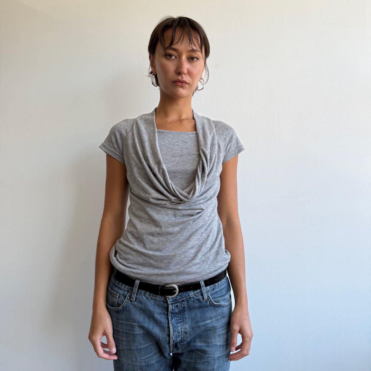 Grey double layer keyhole top - Size M
