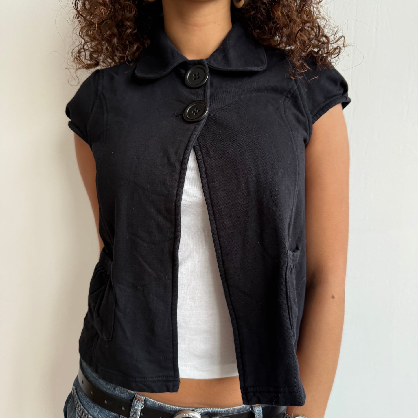 Black short sleeve peacoat - Size S-M