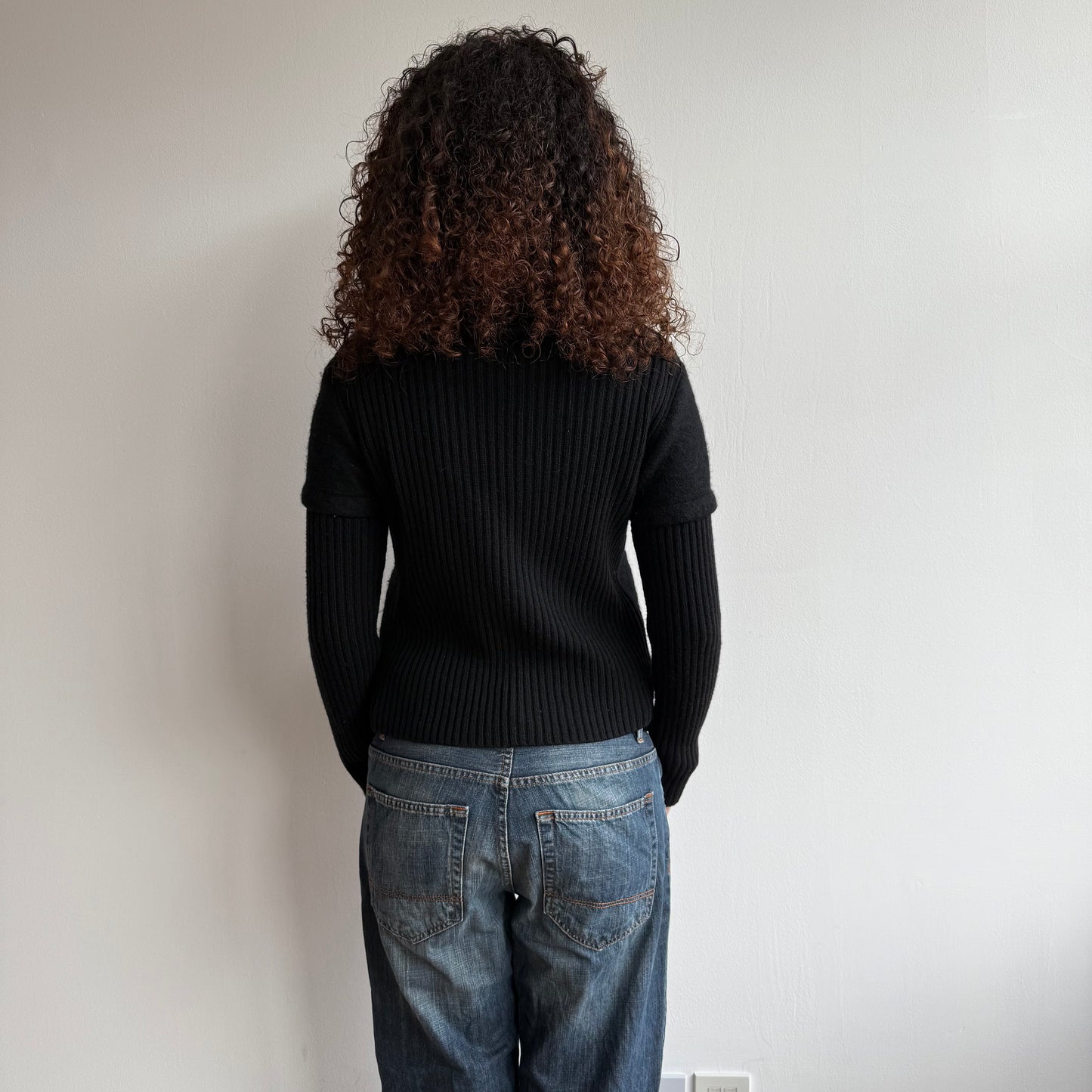 Black knit peacoat - Size S