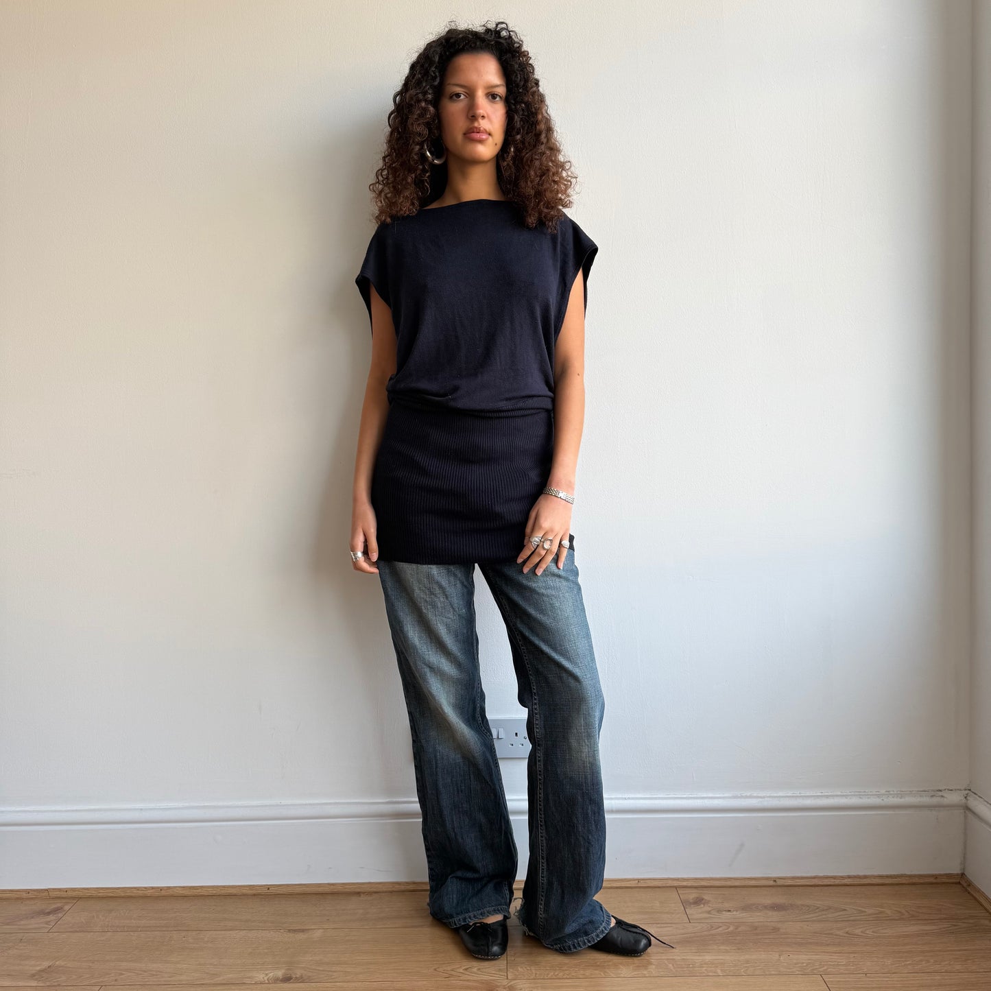 Navy open back knit - Size M