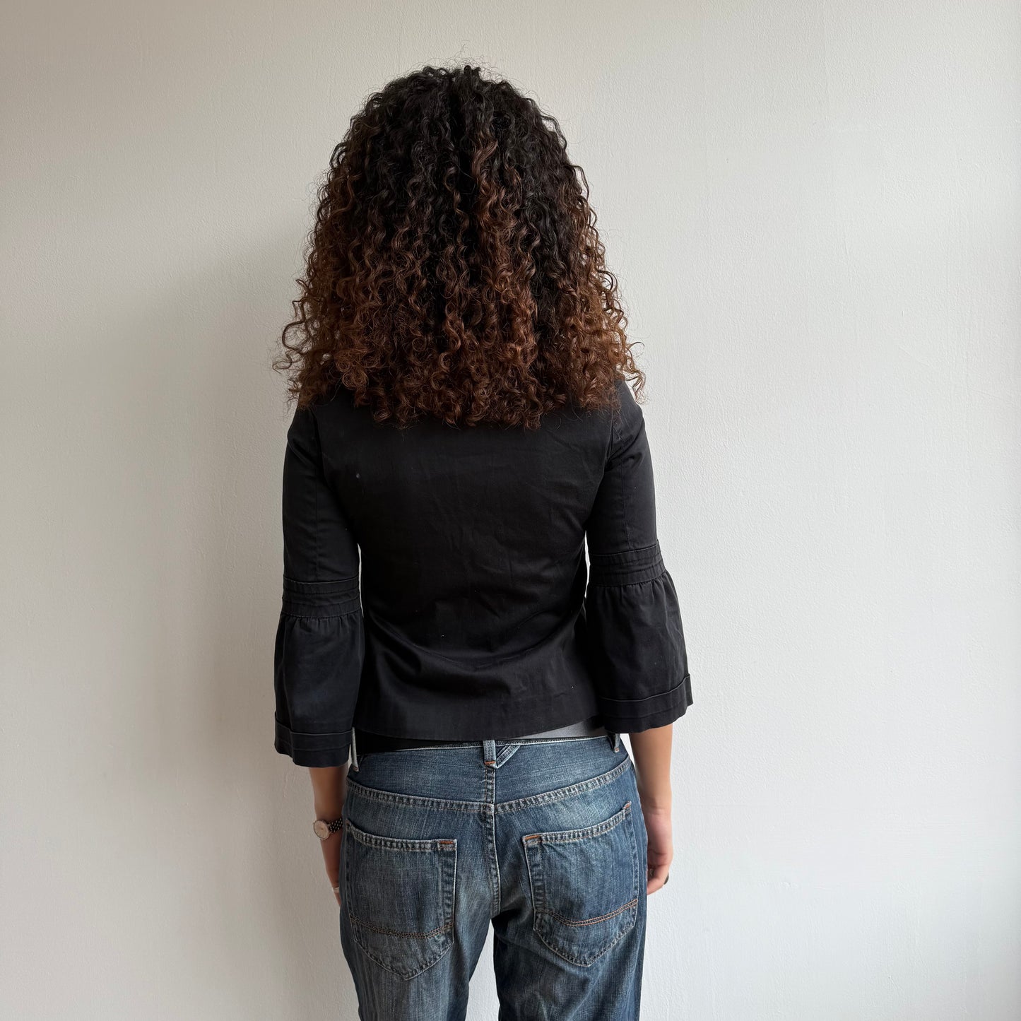 Black 3/4 sleeve peacoat - Size XS