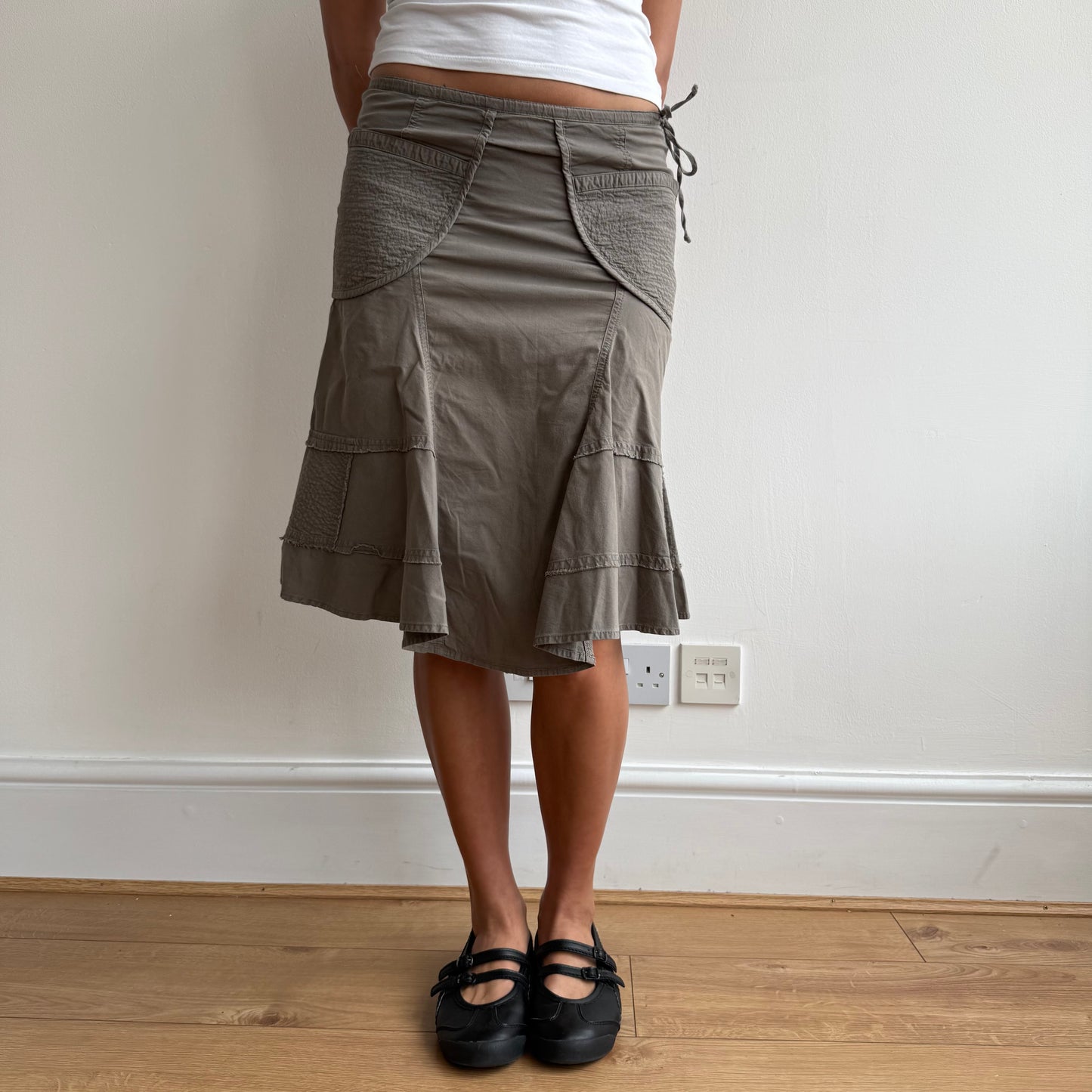 Khaki pocket midi skirt - Size S