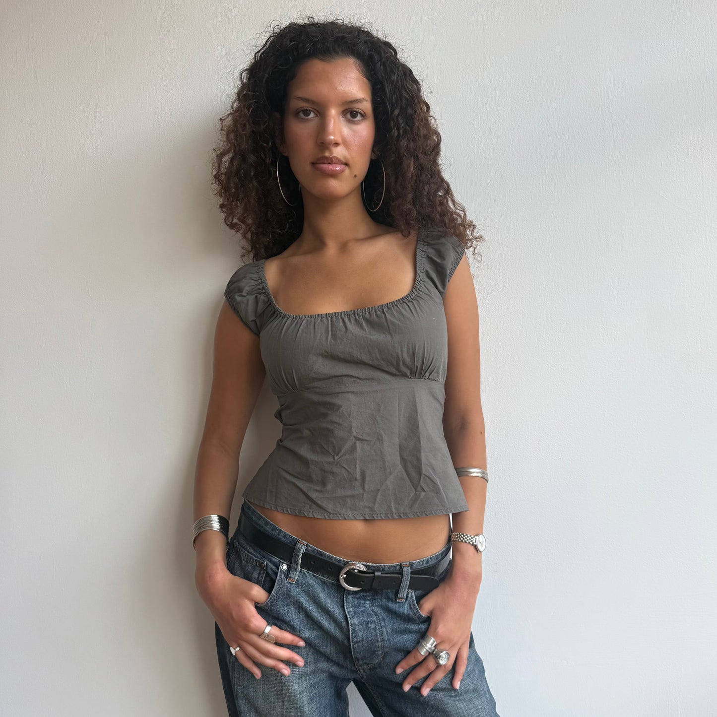 Khaki backless top - Size S/M