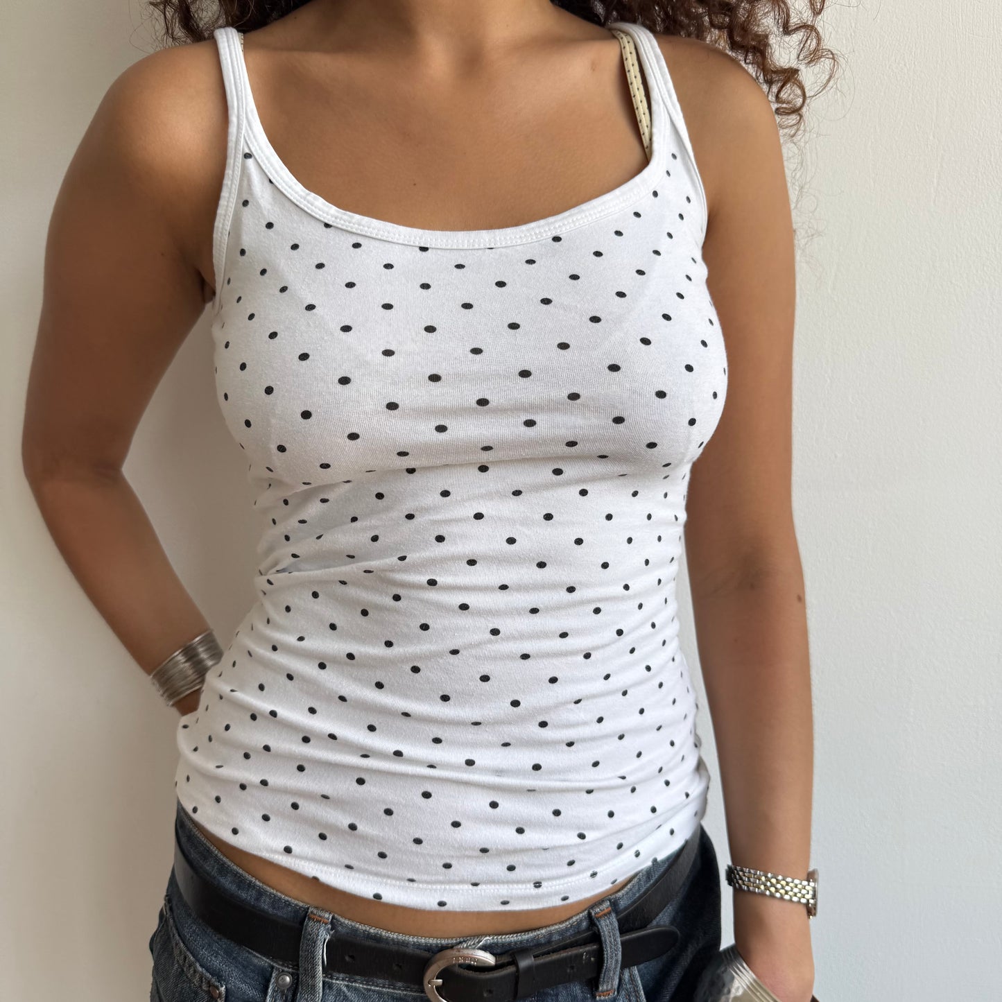 White polka dot cami - Size S