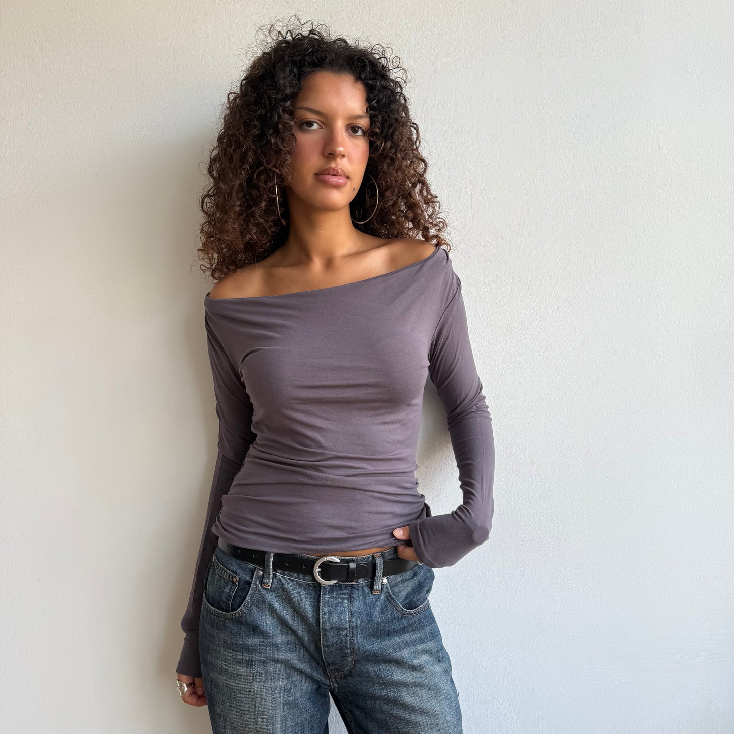 Mauve slouchy cowl top - Size S