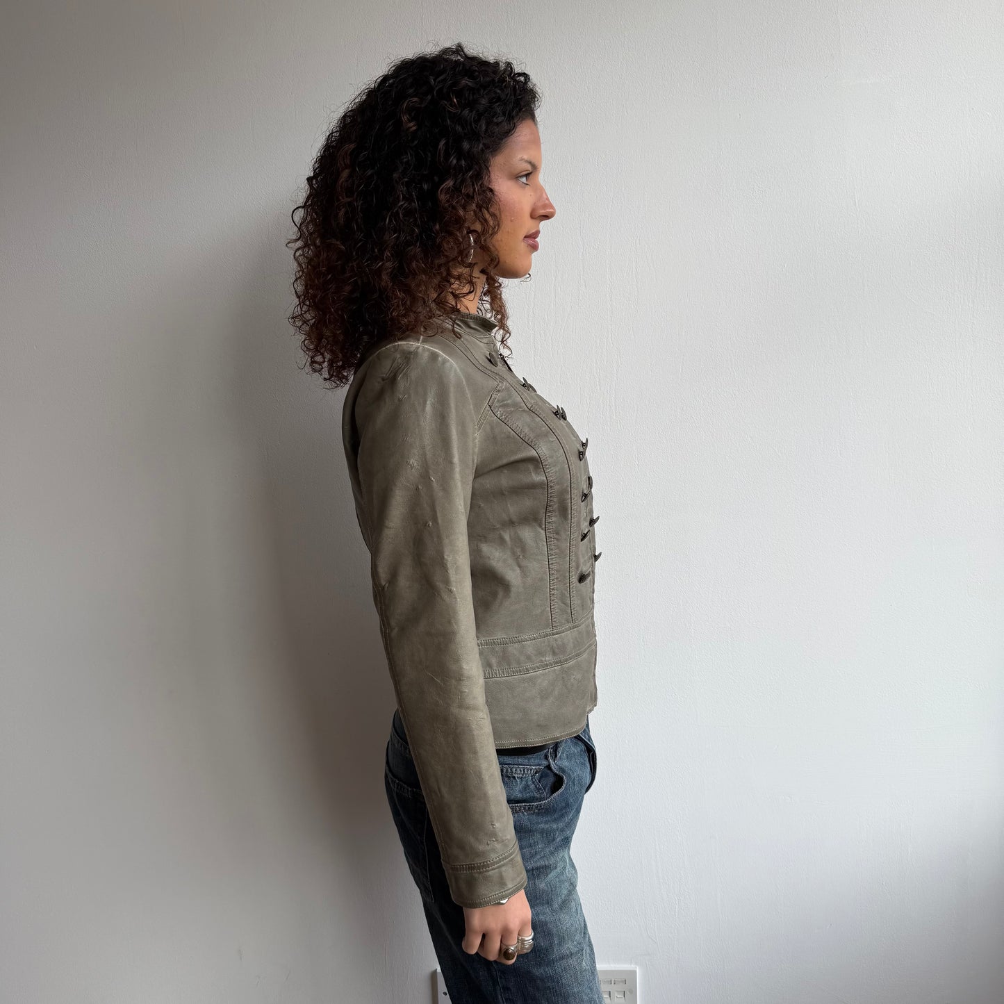 Khaki fur lined military jacket - Size M