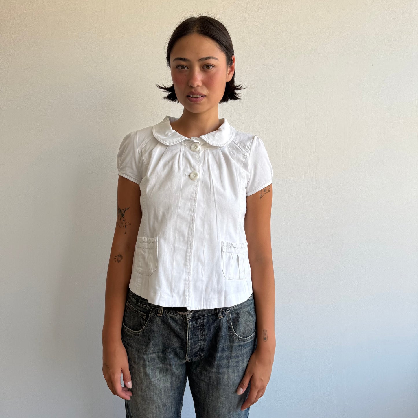 White short sleeve peacoat - Size M