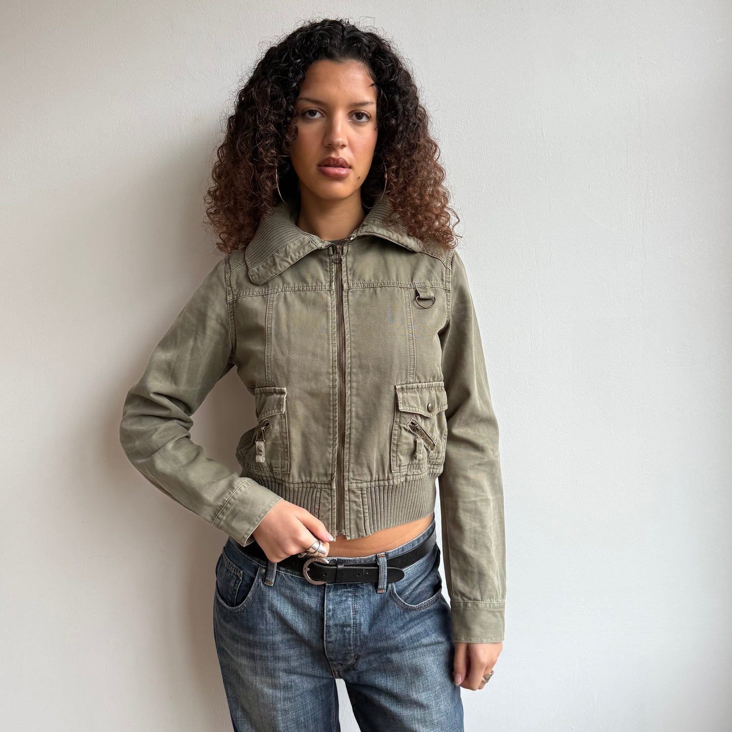 Khaki cargo bomber jacket - Size M