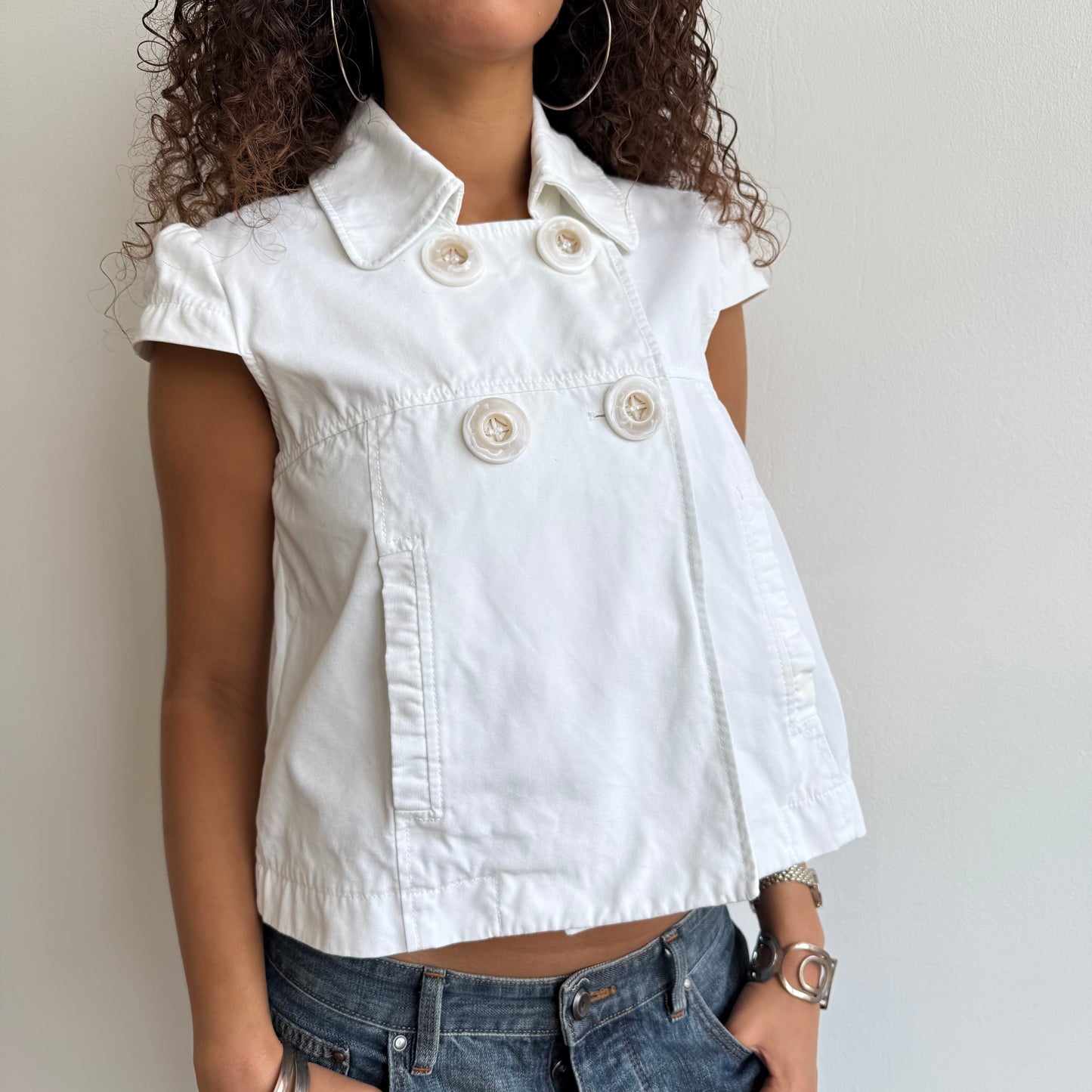 White short sleeve peacoat - Size S