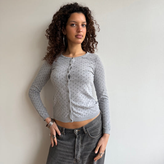Grey polka dot cardi - Size S