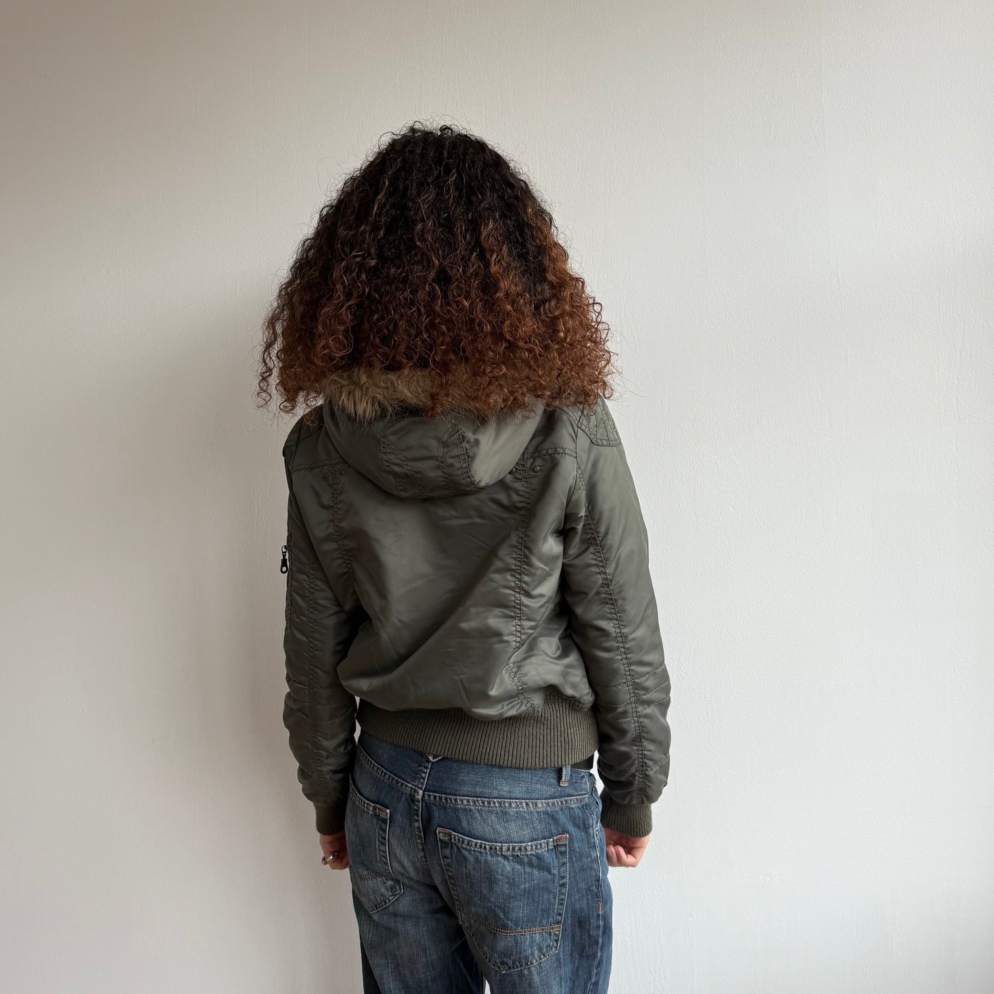 Khaki fireman’s clasp bomber - Size M