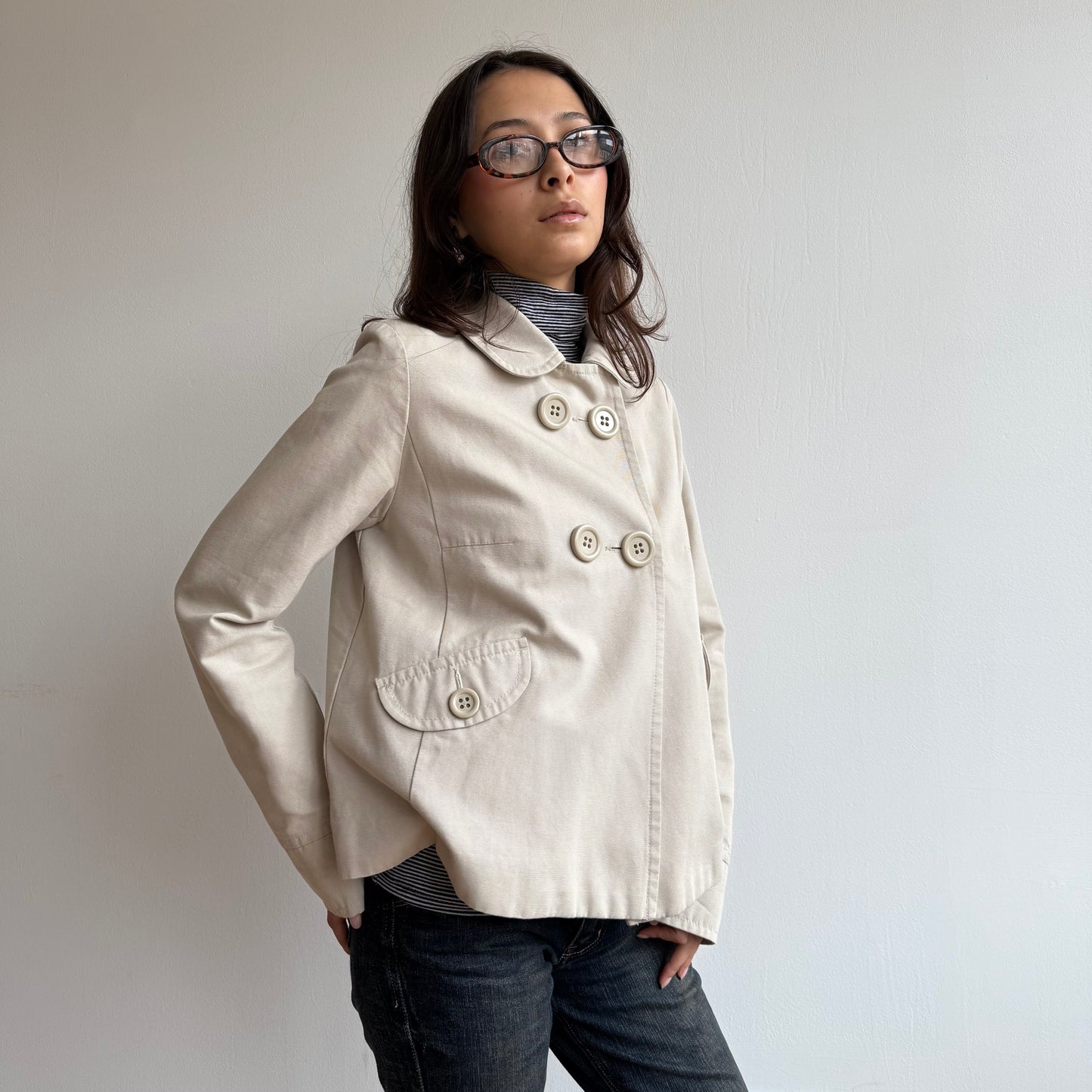 Cream peacoat - Size S/M