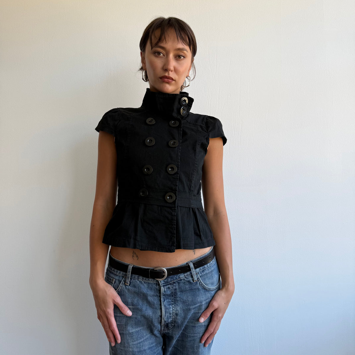 Black double breasted peacoat - Size M