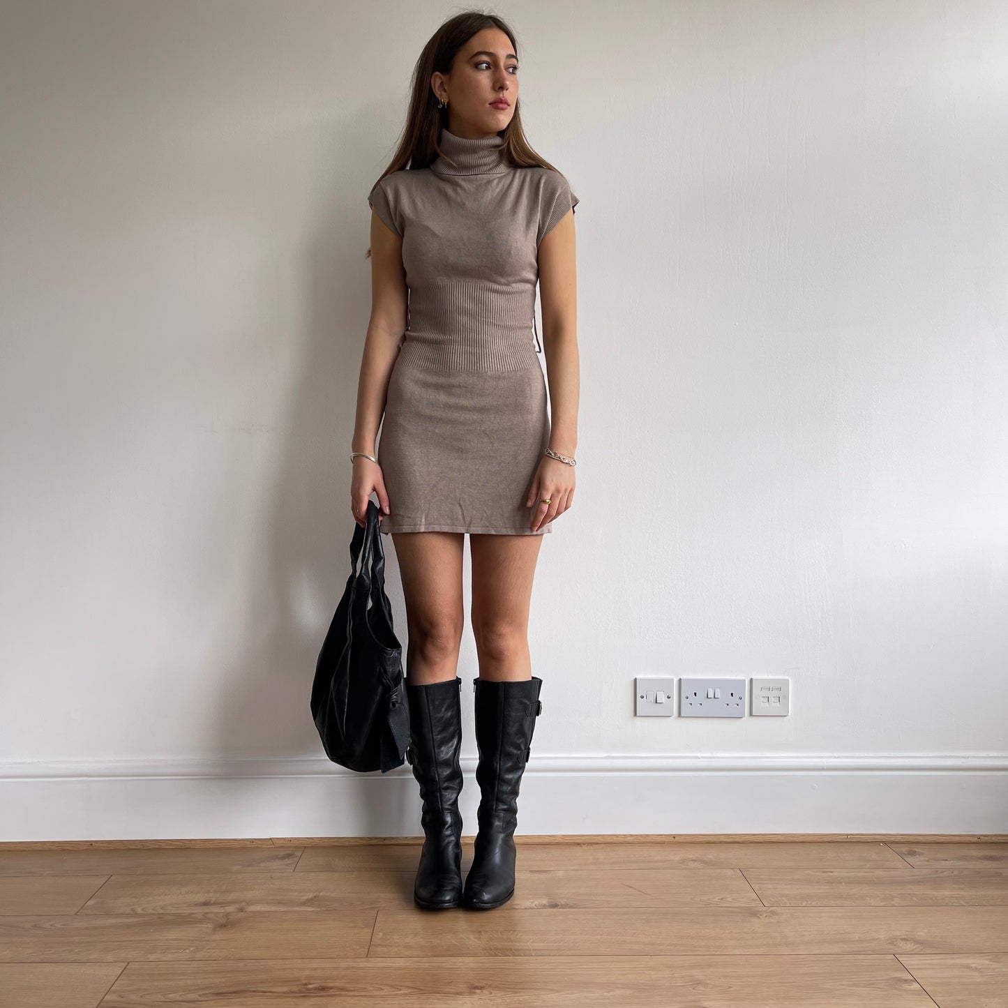 Taupe knit dress - Size S