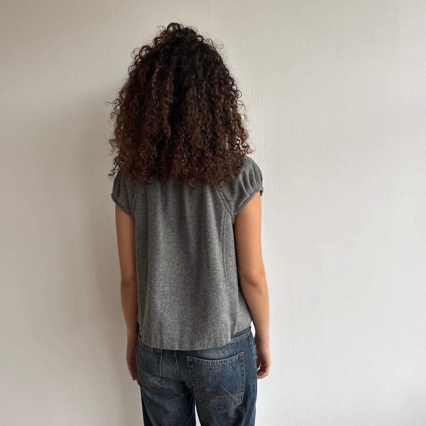 Grey short sleeve peacoat - Size M