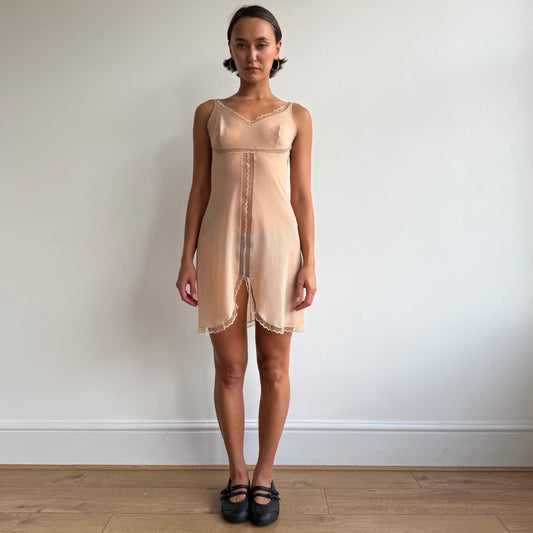 Apricot lace insert slip dress - Size S