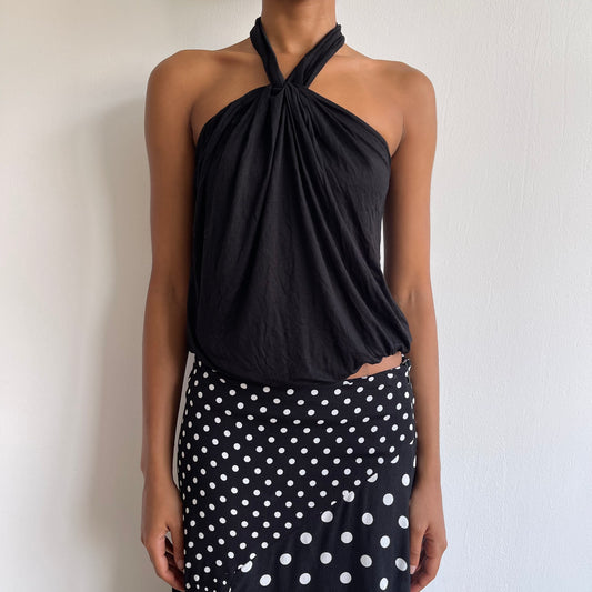 Black knot halter top - Size S