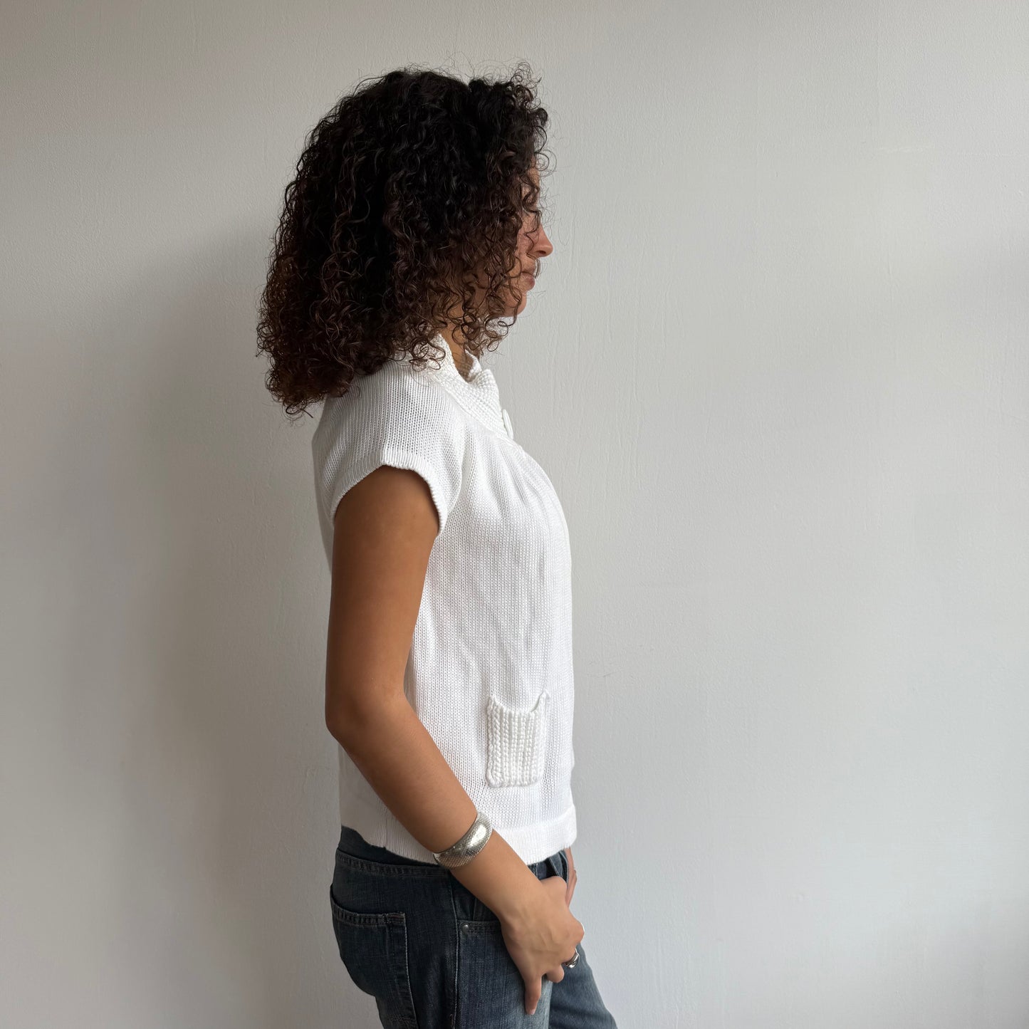 White button neck knit - Size M