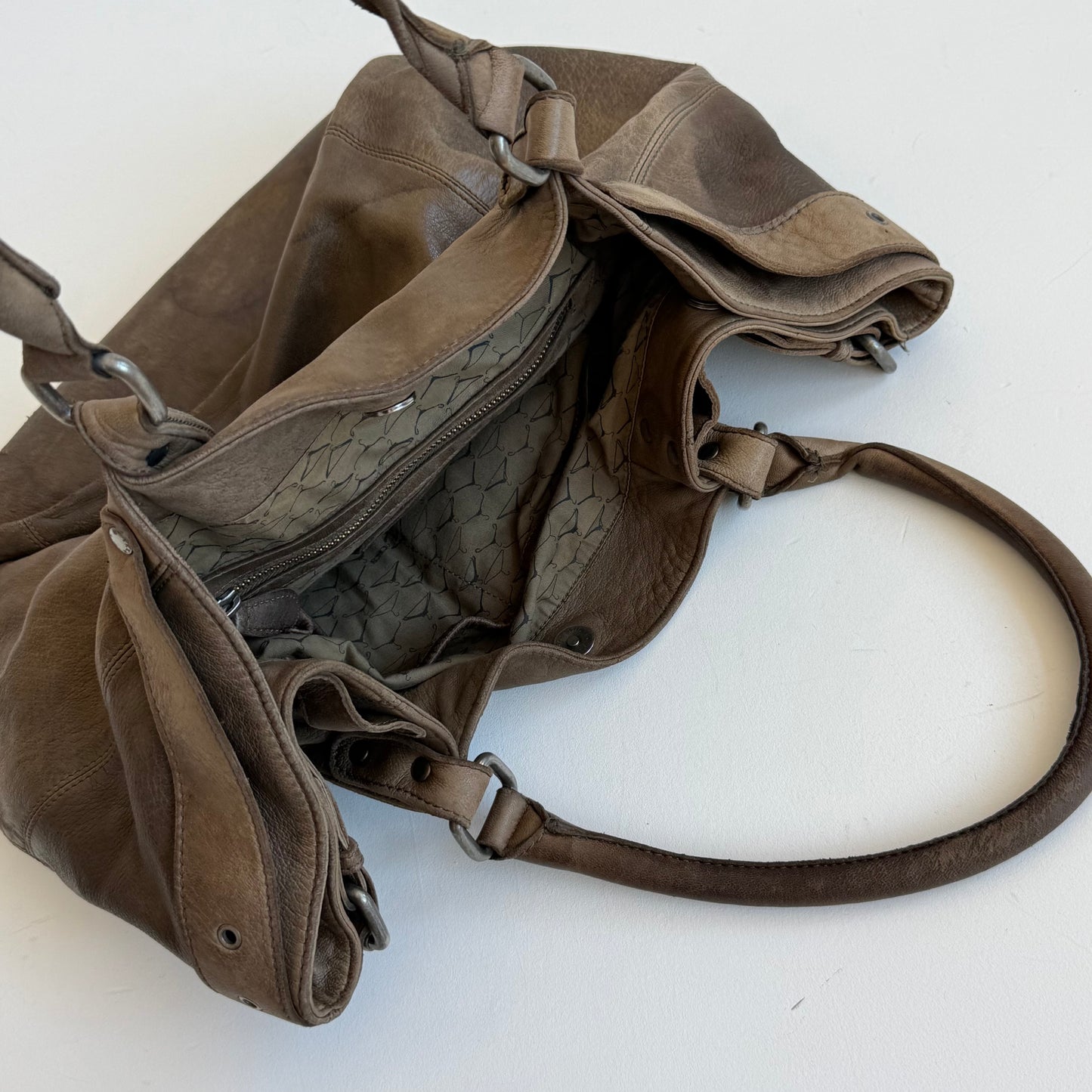 Brown leather buckle bag - One Size