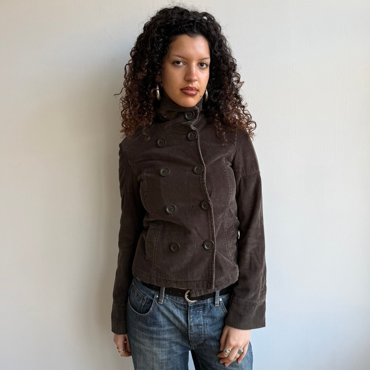 Brown corduroy peacoat - Size S