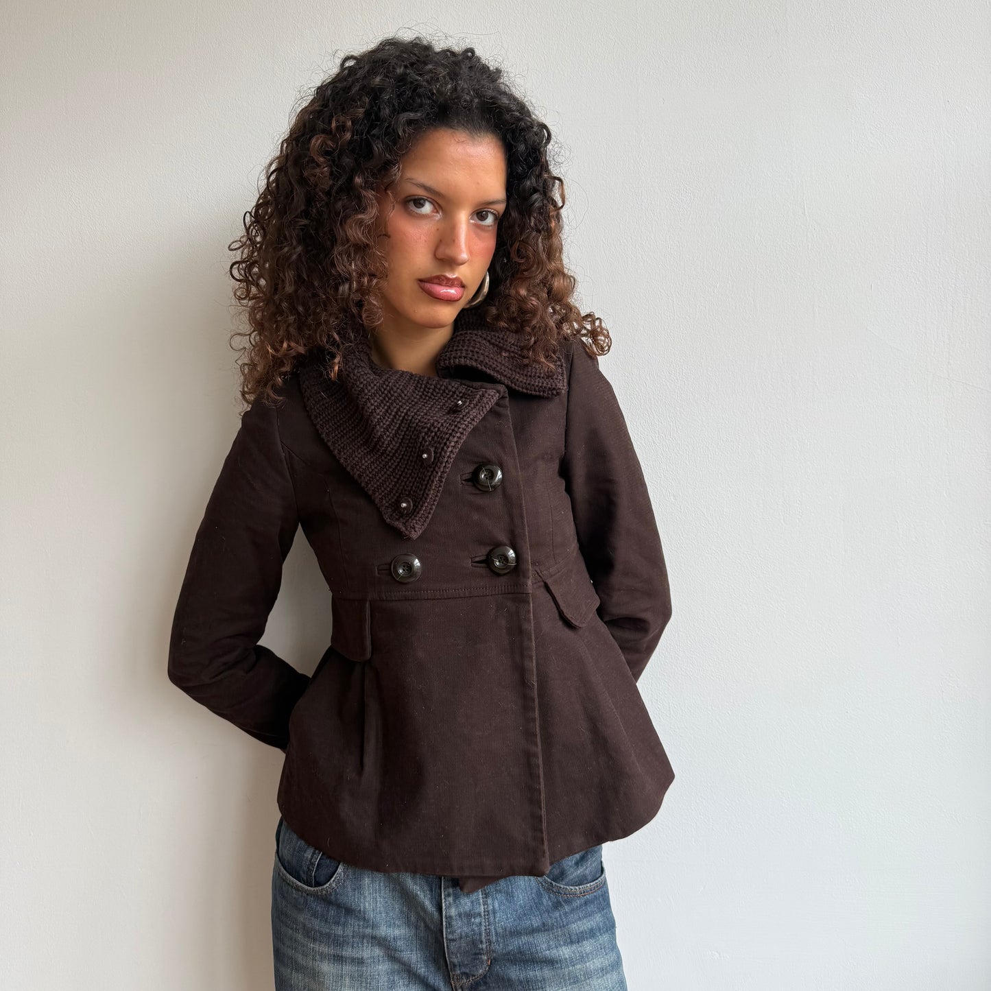 Brown double breasted peacoat - Size S