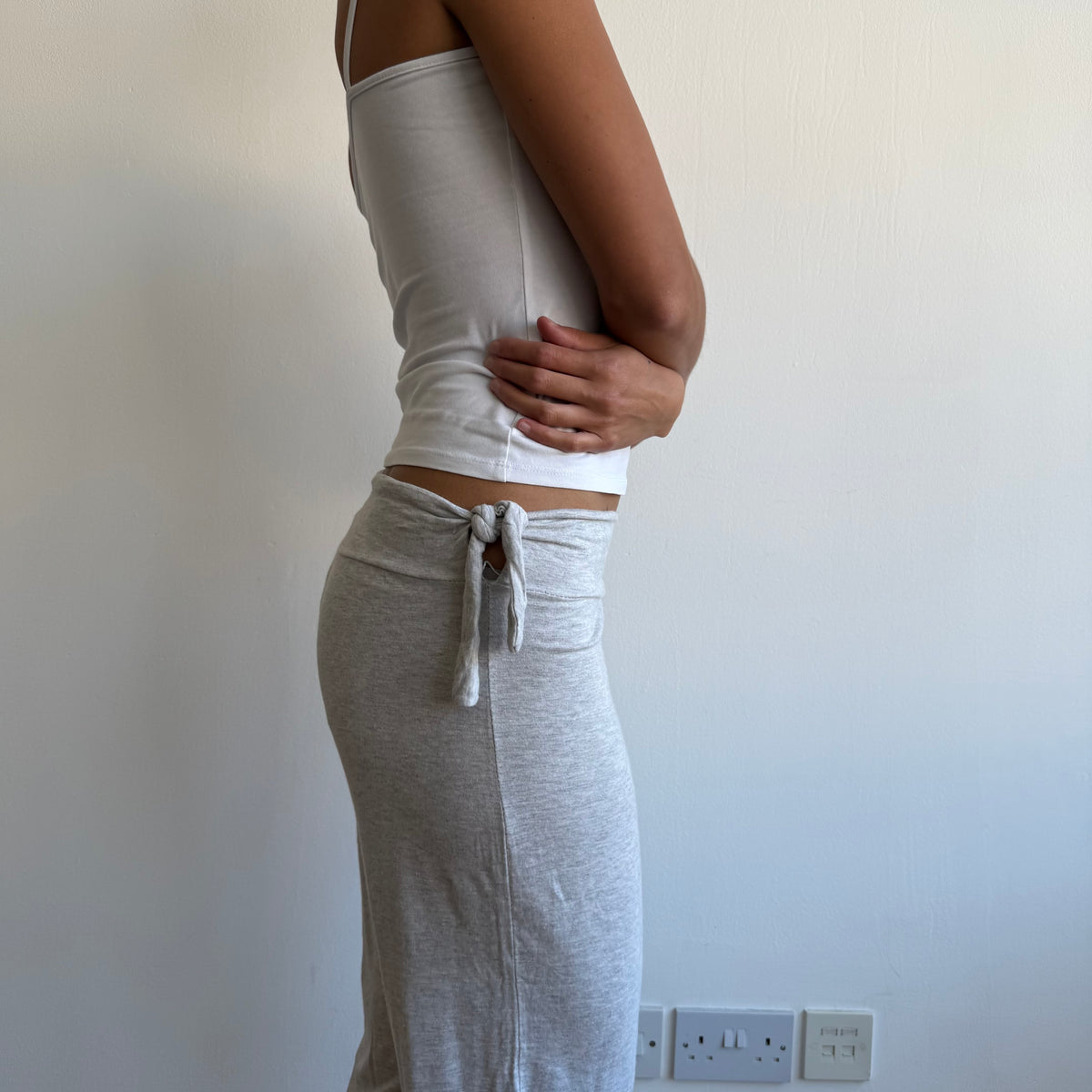 Grey tie waist bubble capris - Size XS