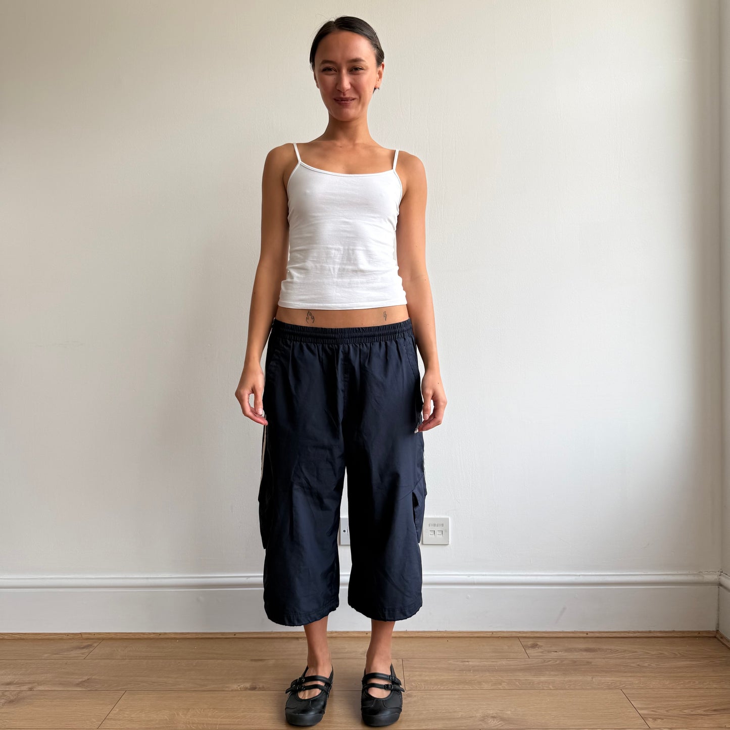 Navy Adidas capris - Size M + XL
