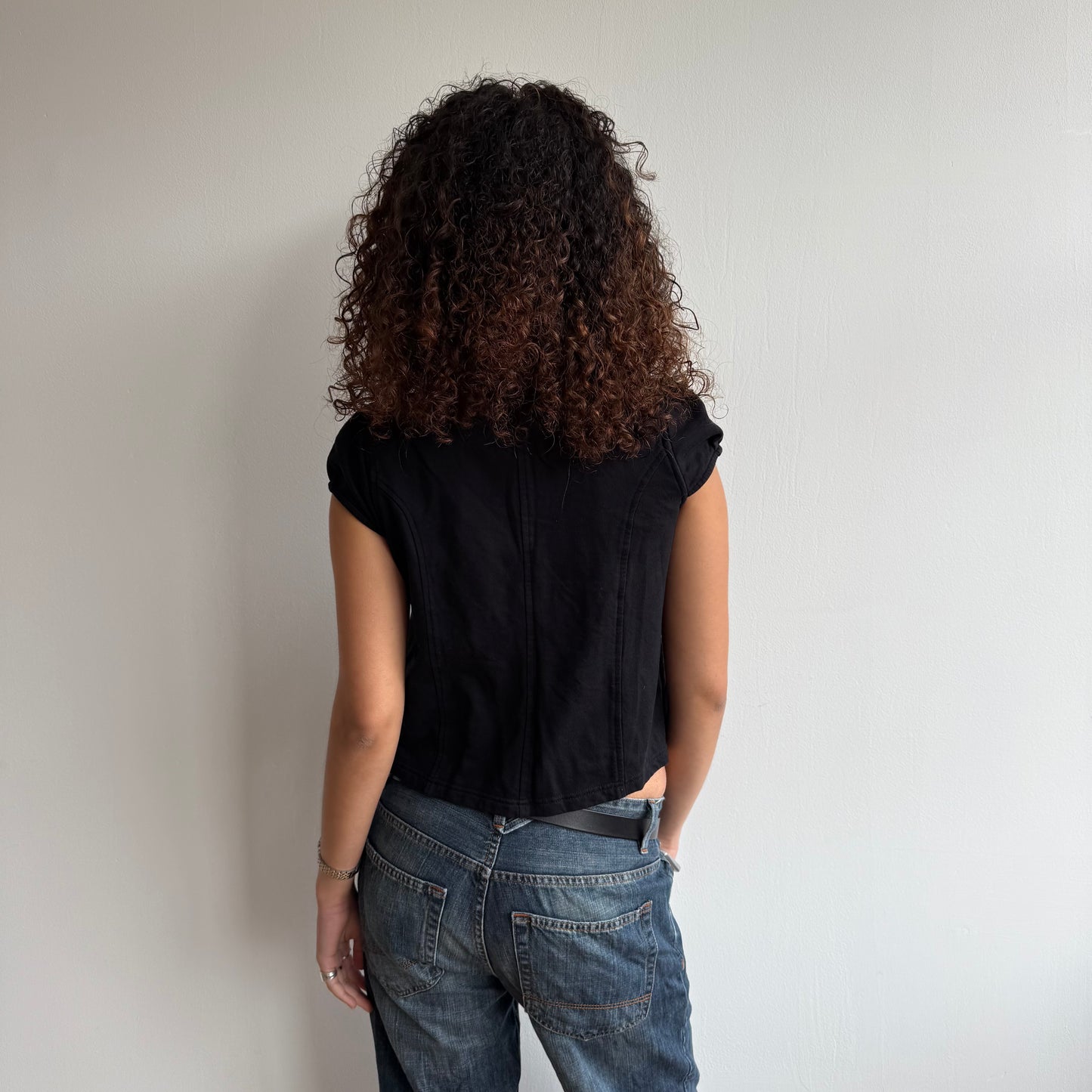 Black short sleeve peacoat - Size S-M