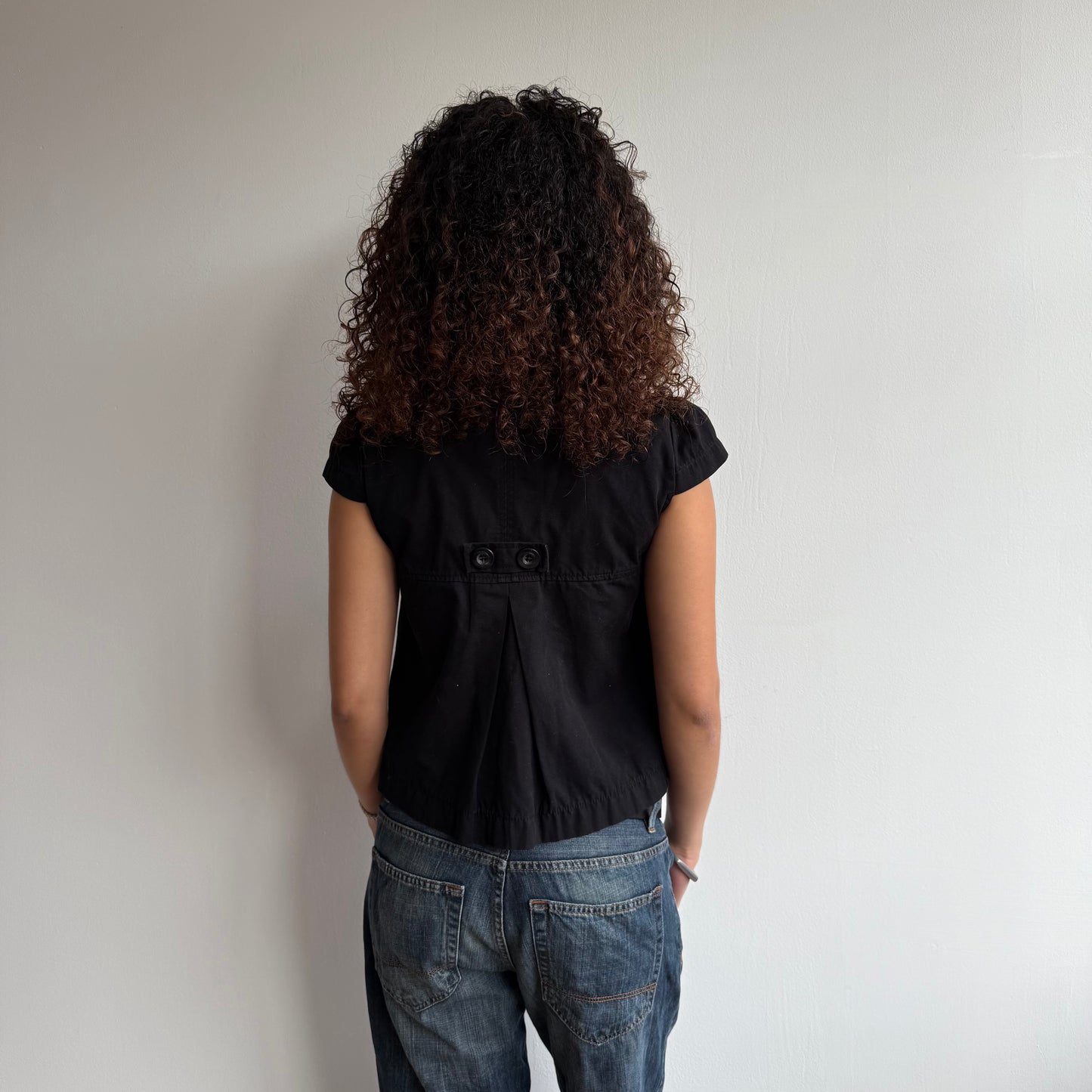 Black short sleeve peacoat - Size M