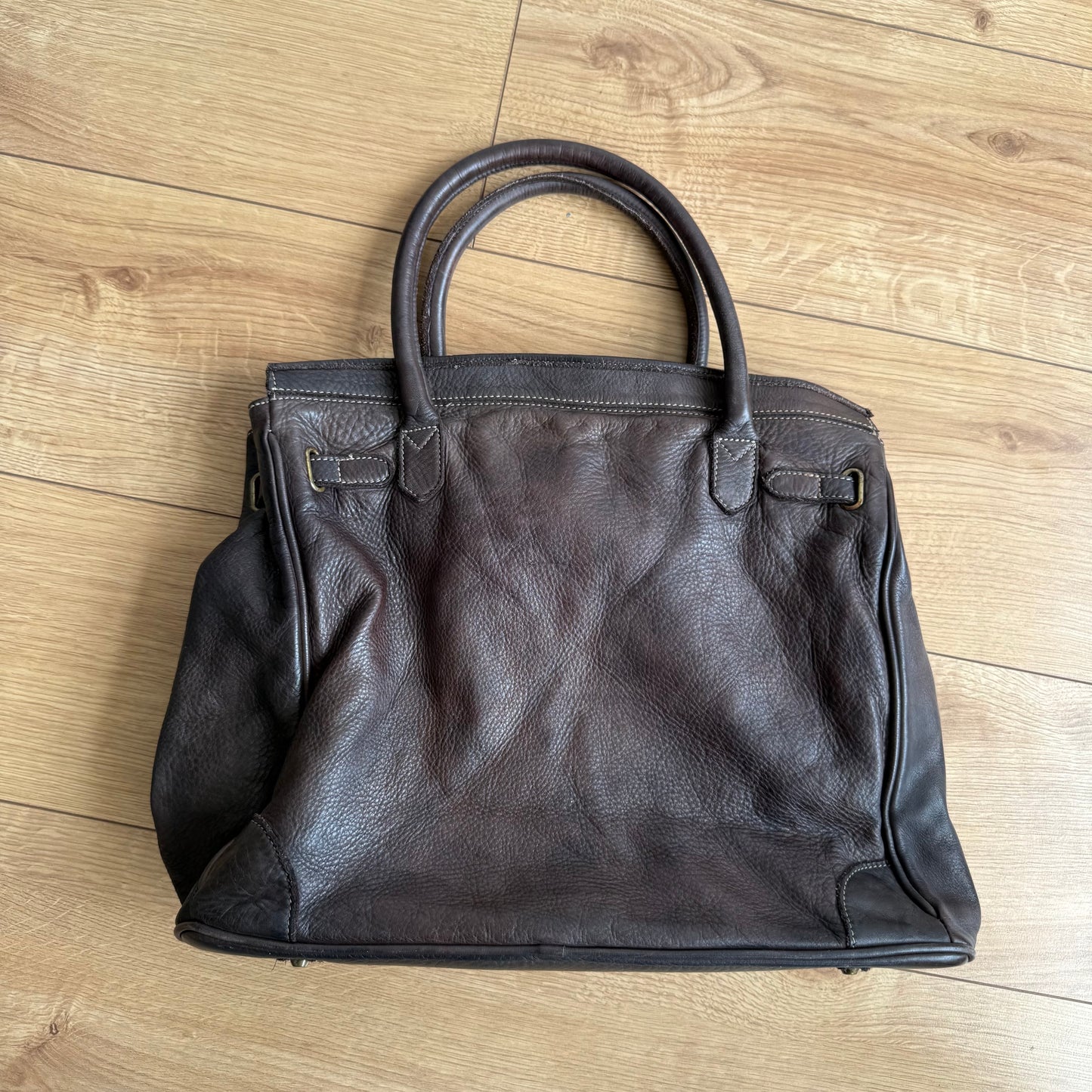 Brown leather ‘firkin’ bag - One Size