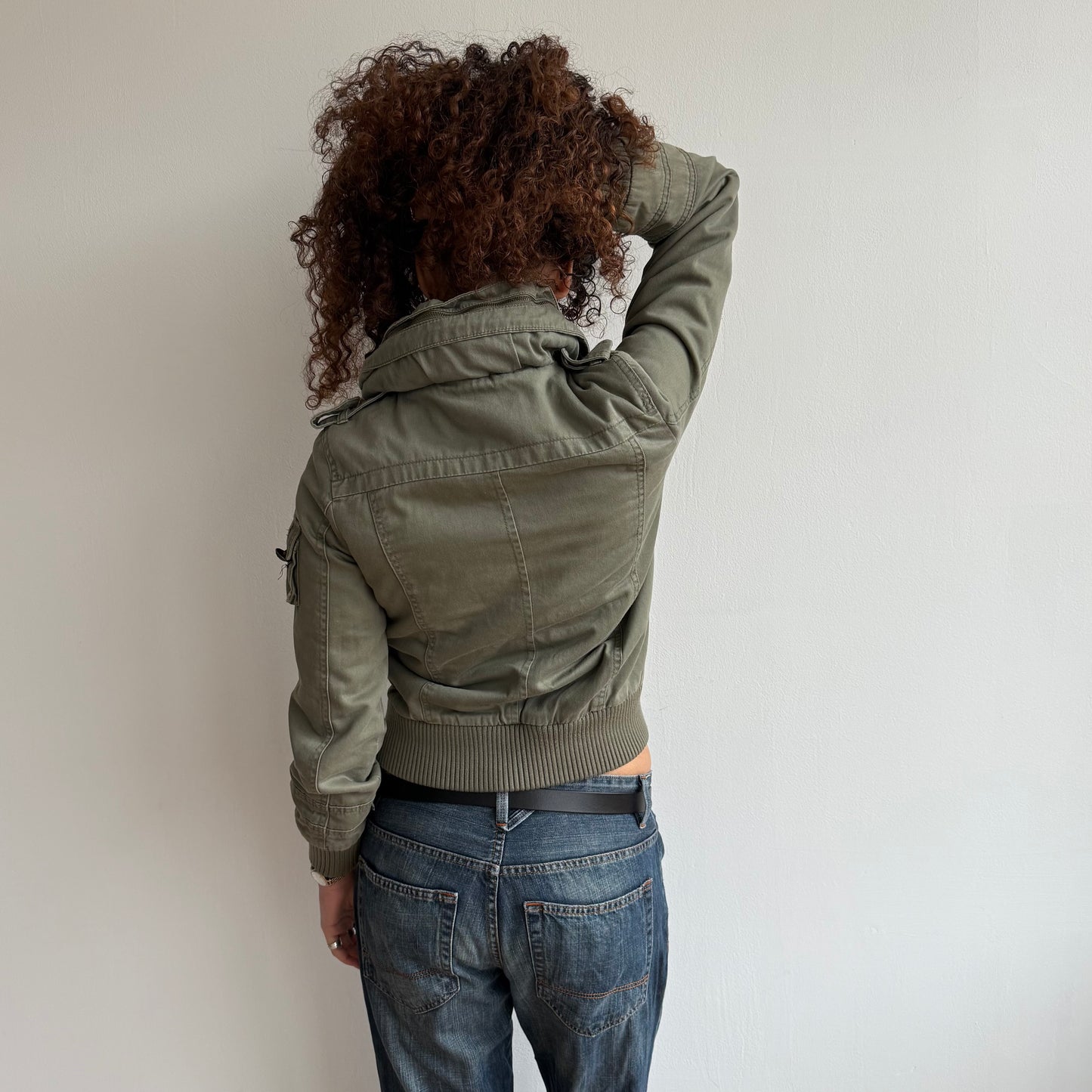 Khaki padded cargo bomber - Size M