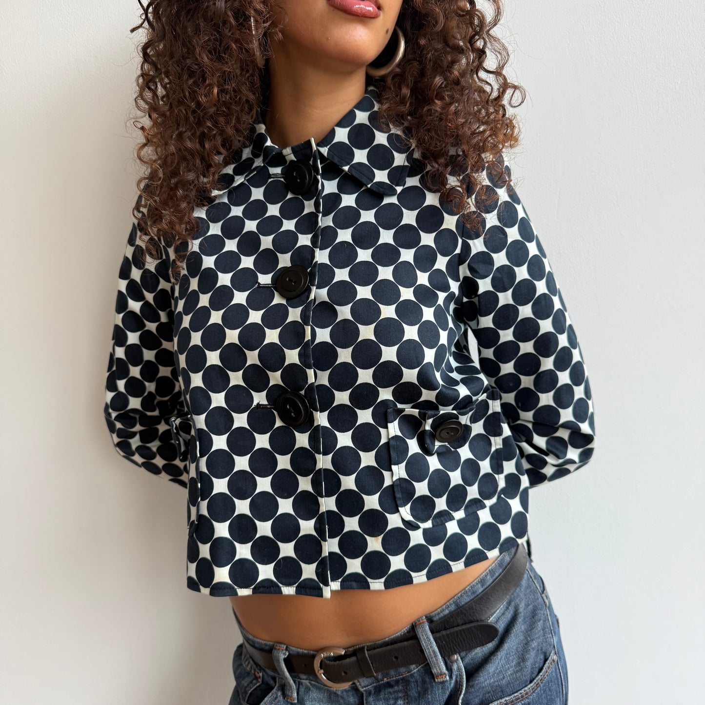 Polka dot long sleeve peacoat - Size S