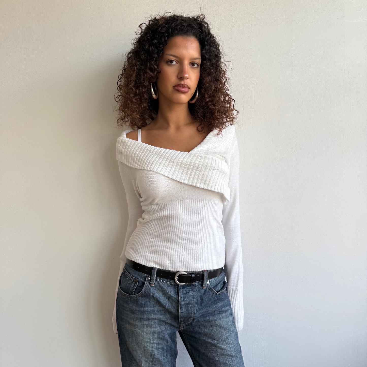 White wrap button knit - Size M