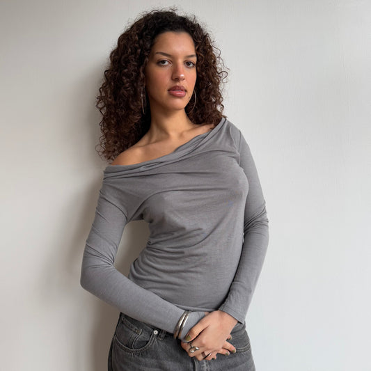 Grey cowl neck long sleeve - Size S