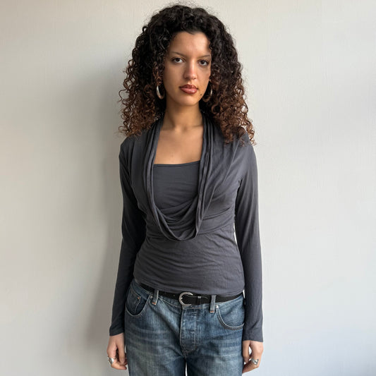 Charcoal double layer slouchy top - Size M
