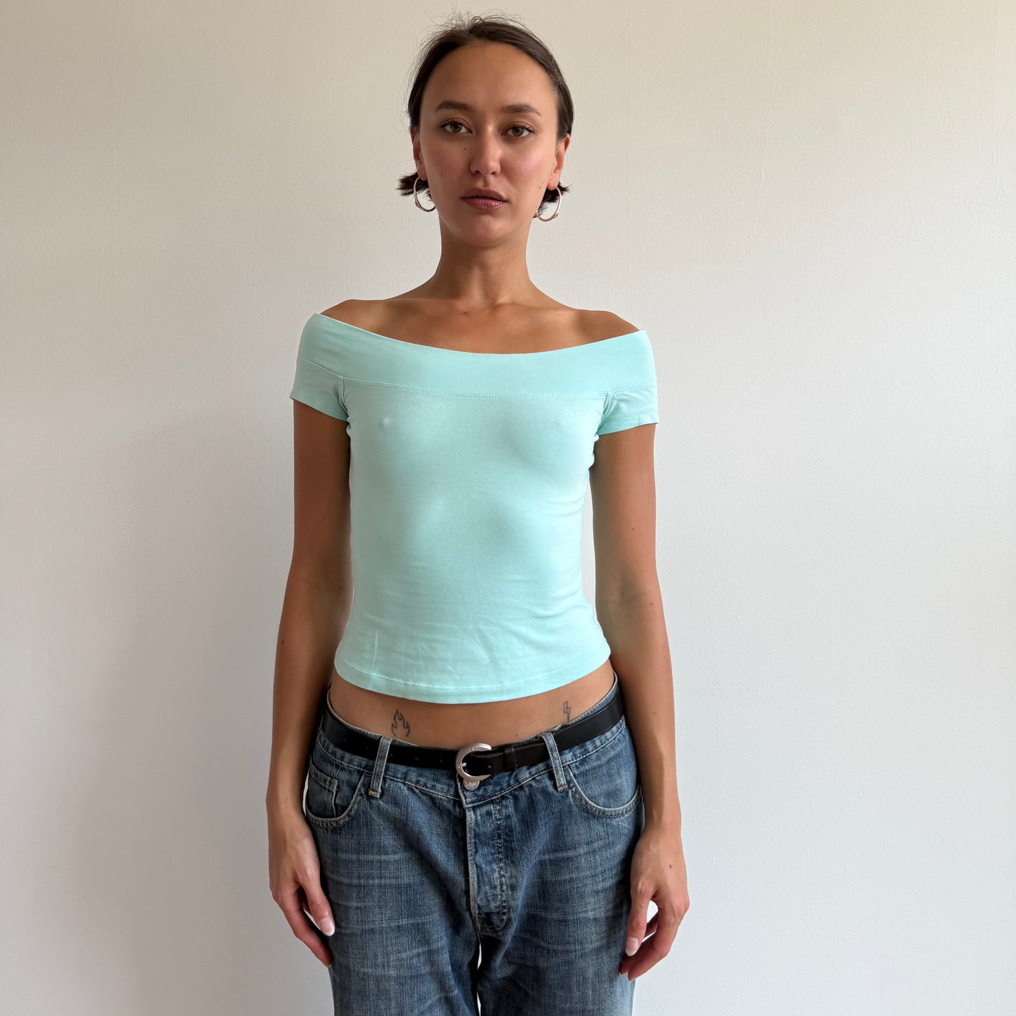 Turquoise bardot top - Size XS