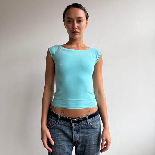 Teal Bardot baby tee - Size XS