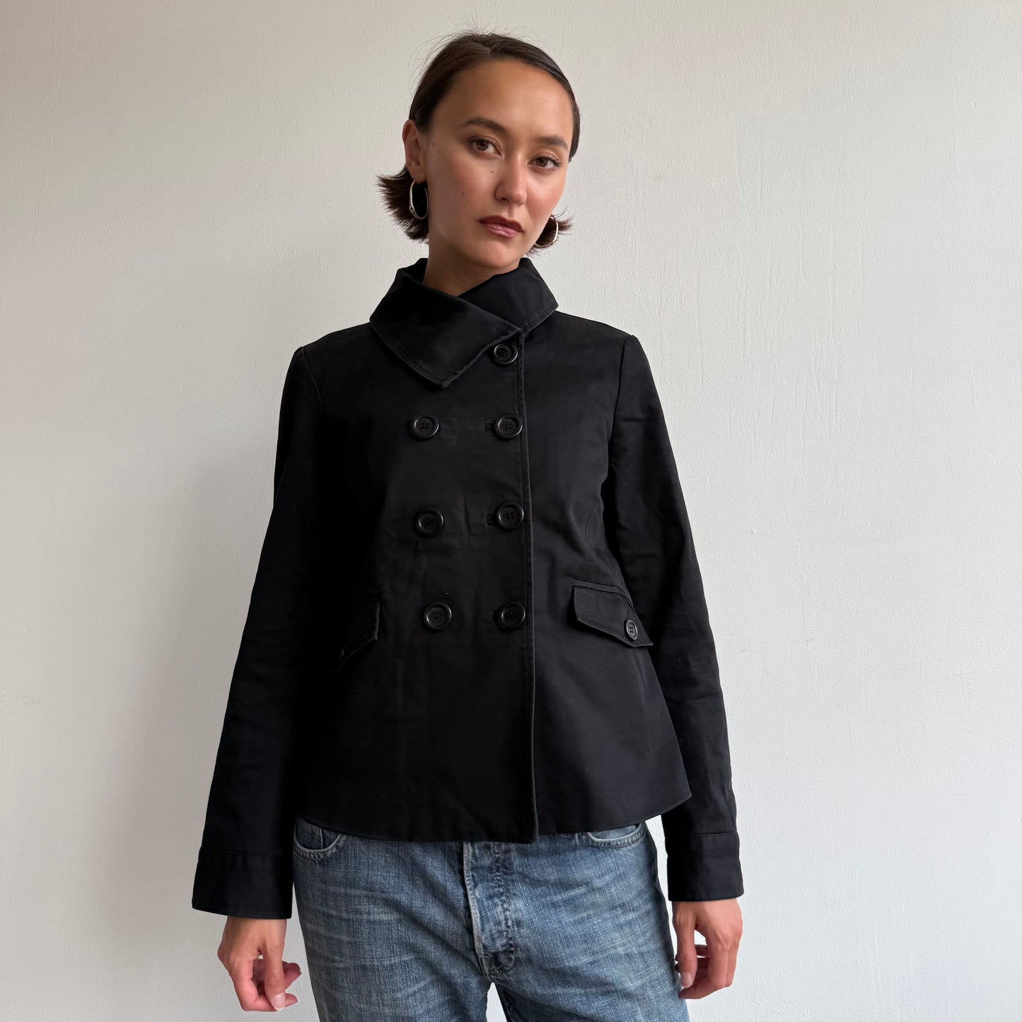 Black double breasted peacoat - Size M