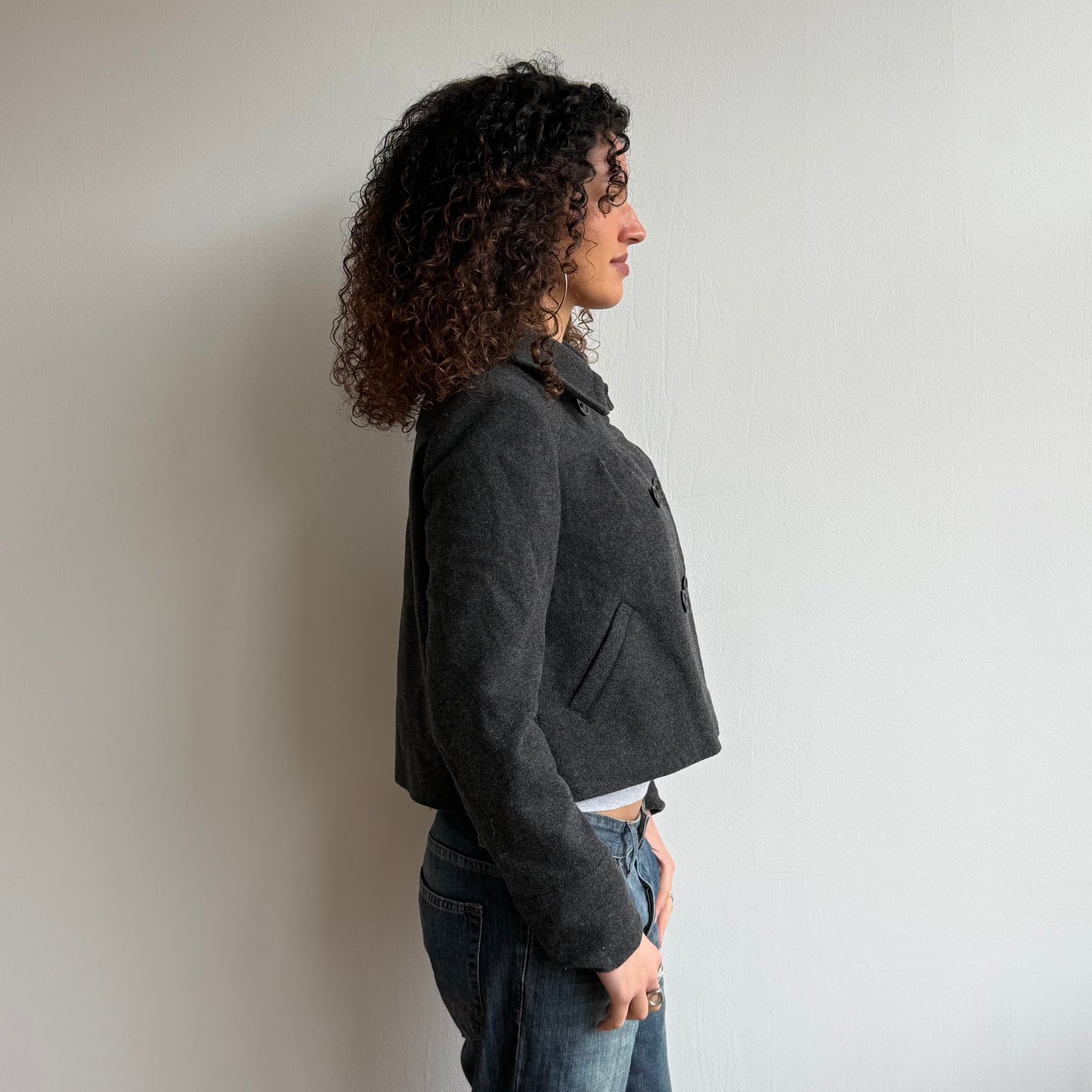 Charcoal double breasted peacoat - Size S