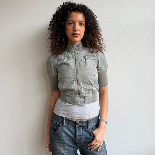 Khaki cropped sleeve jacket - Size M