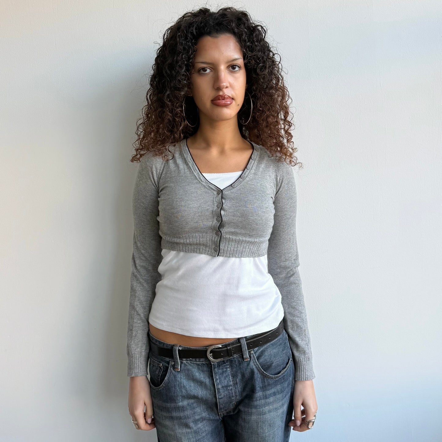 Cop Copine grey cropped cardi - Size S
