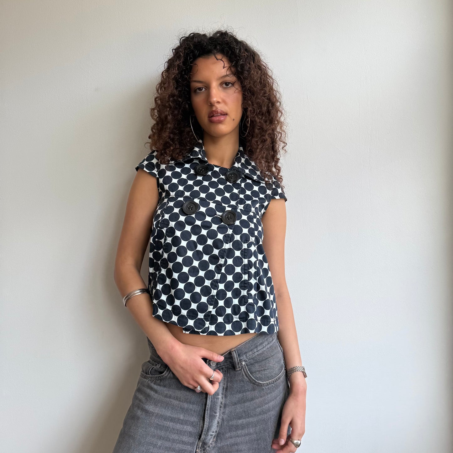 Polka dot short sleeve peacoat - Size S