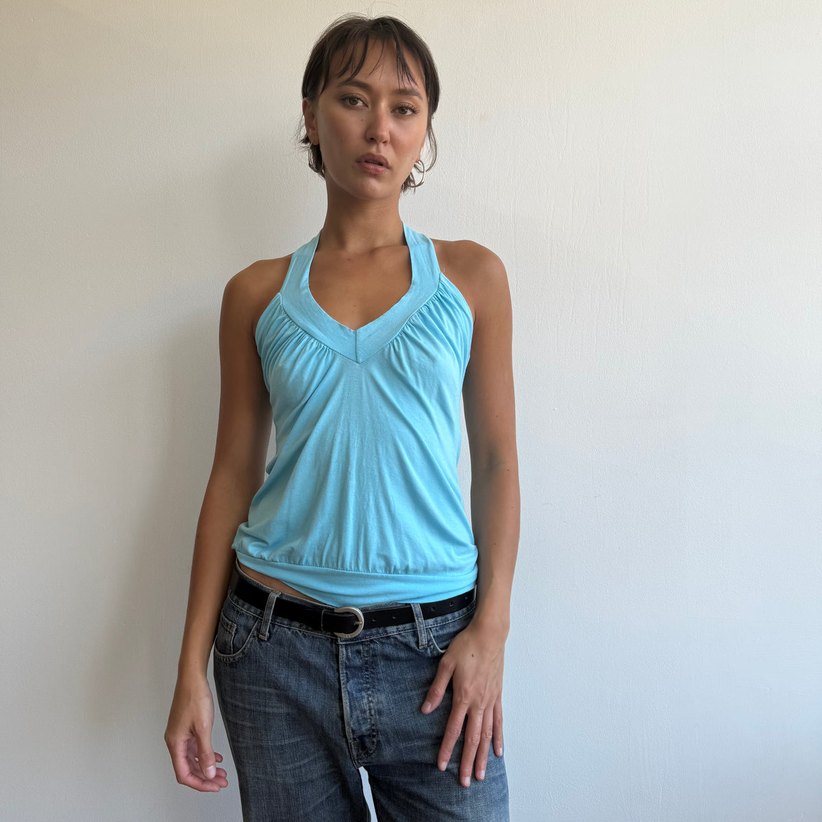 Blue v-neck tank top - Size S