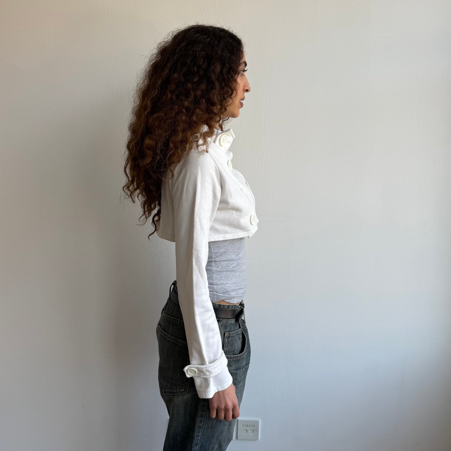White cropped peacoat jumper - Size M